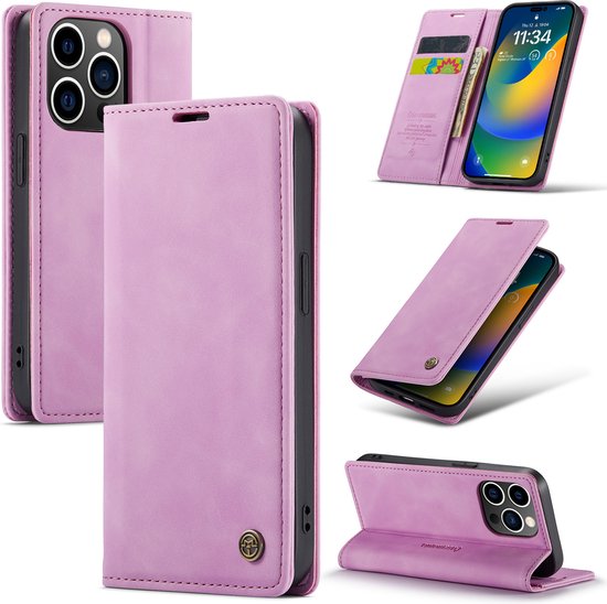Apple iPhone 14 Pro Hoesje - Pastel Lila - Dunne Bookcase