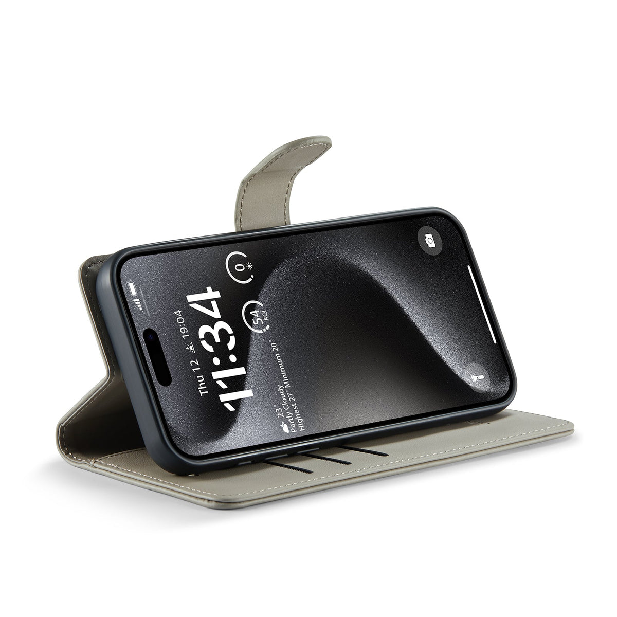 Apple iPhone 15 Pro Hoesje - Smoke Gray - 2 in 1 Bookcase