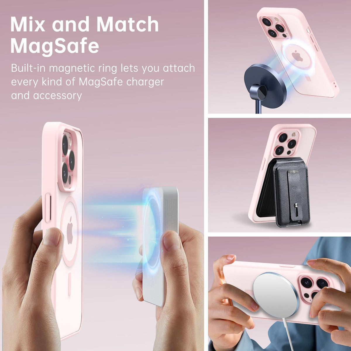 iPhone 15 Pro Hoesje - Roze - Bumper MagSafe Back Cover