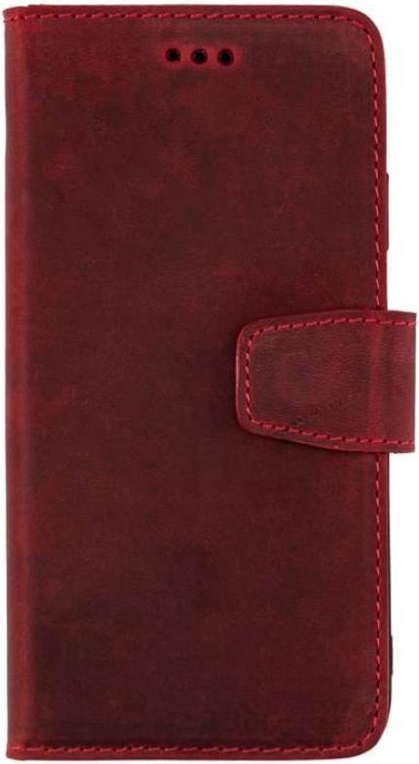 Apple iPhone Xs Max Hoesje - Rood - Echt Leren Bookcase