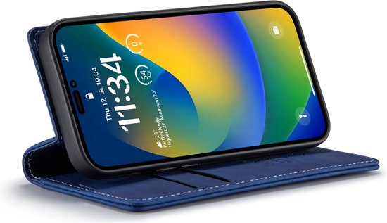 Apple iPhone 14 Pro Hoesje - Navy Blue - Dunne Bookcase