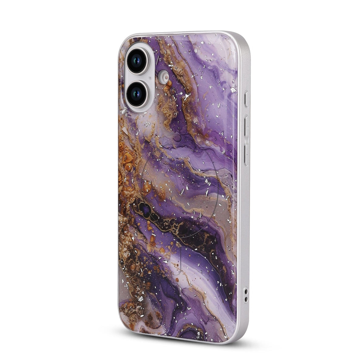 iPhone 16 Hoesje - Paars - Marmer MagSafe Back Cover