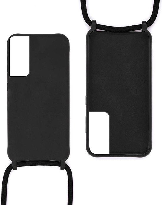 Samsung Galaxy S21 FE Hoesje - Zwart - Siliconen Back Cover met Telefoonkoord