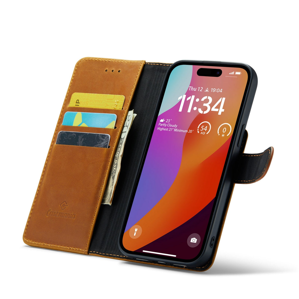 Apple iPhone 15 Pro Max Hülle - Sienna Brown - Echtleder-2-in-1-MagSafe-Klapphülle mit Kartenfach