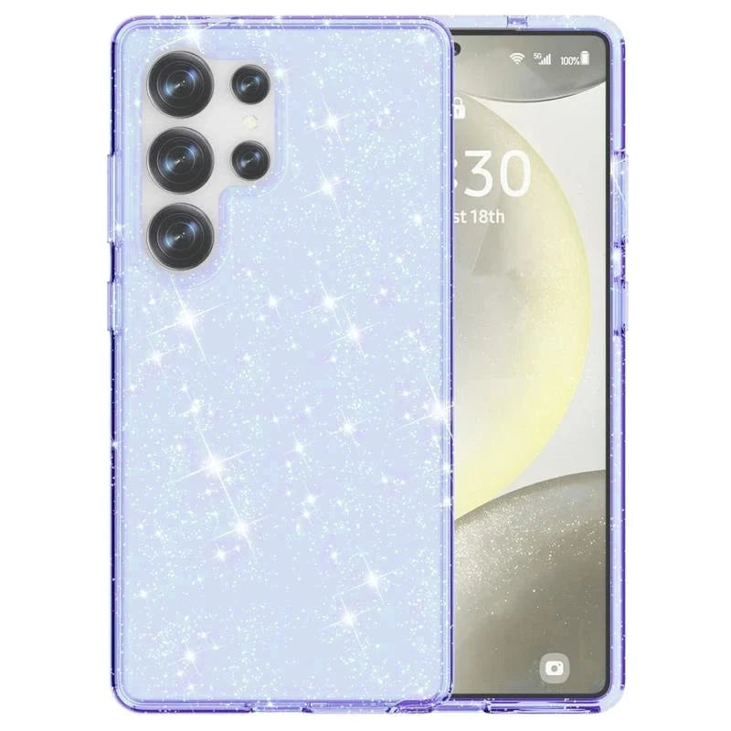 Samsung Galaxy S25 Ultra Hoesje - Blauw - Glitter Back Cover