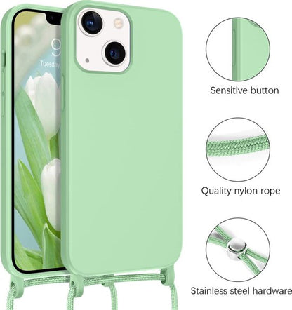 Apple iPhone 14 Plus Hülle - Hellgrün - Silikon-Backcover mit Handykette