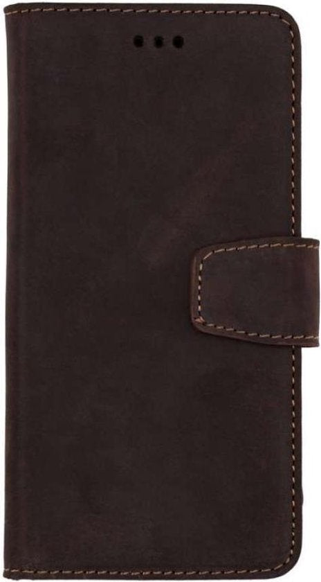 Samsung Galaxy S10e Hoesje - Donker Bruin - Echt Leren Bookcase