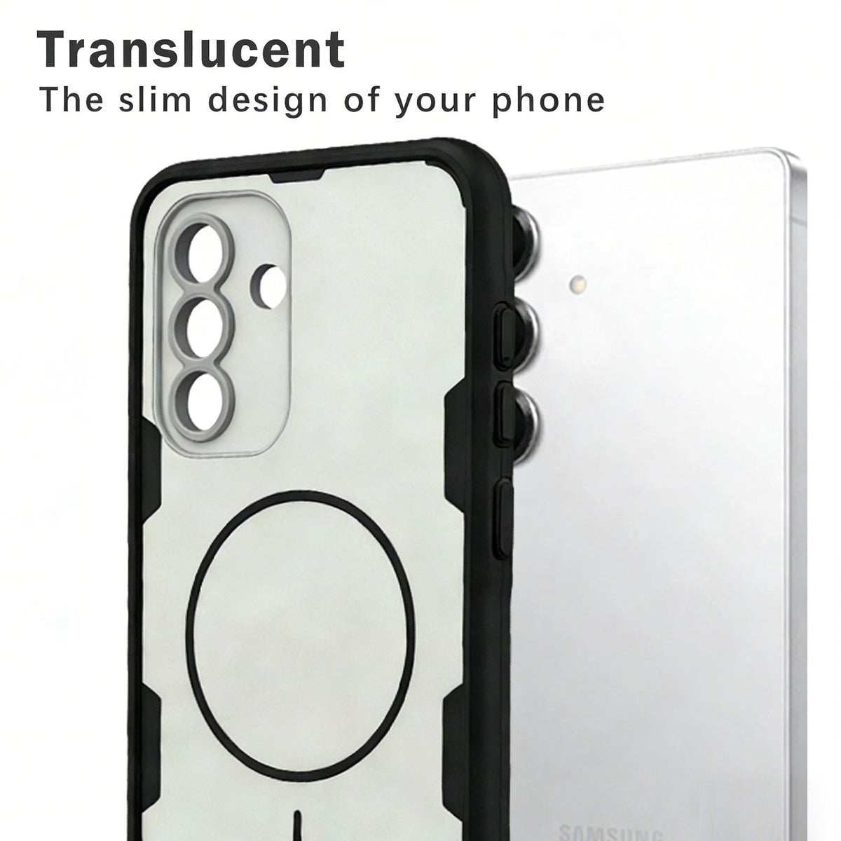 Samsung Galaxy A17 Hoesje - Transparant | Zwart - Frosted Matte Hardcase MagSafe Back Cover