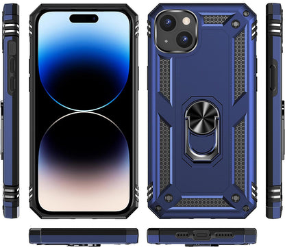 Apple iPhone 15 Hülle - Blau - Armor-Ständer-Backcover