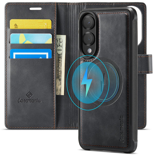 Samsung Galaxy S25 Edge Hülle - Charcoal Gray - Luxus-2-in-1-MagSafe-Klapphülle mit Kartenfach