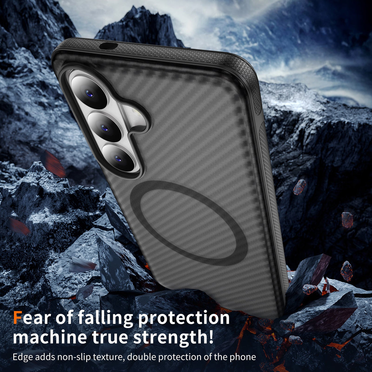 Samsung Galaxy A57 Hoesje - Zwart - Carbon MagSafe Back Cover