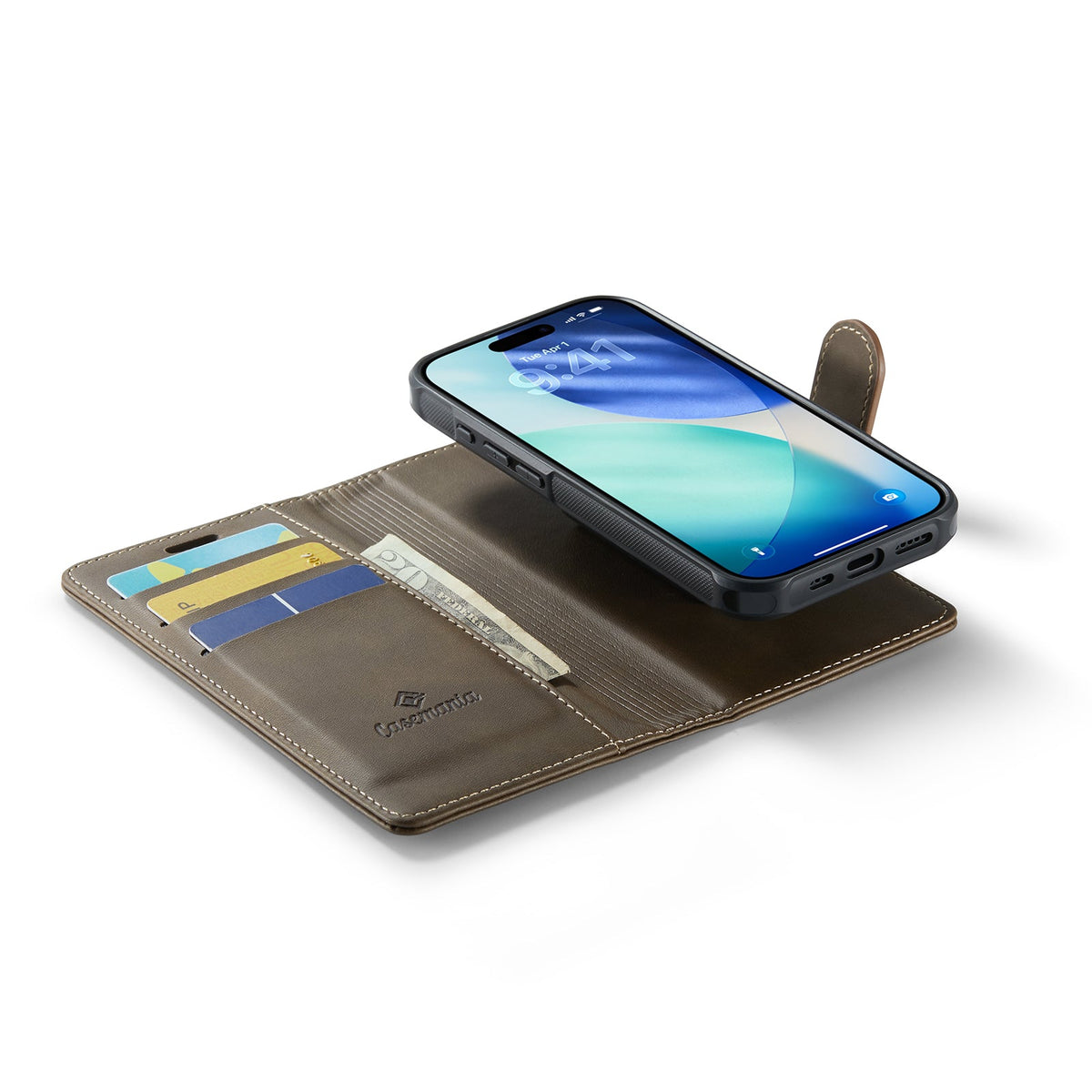 Apple iPhone 17 Hülle - Mahogany Brown - Luxus-2-in-1-MagSafe-Klapphülle mit Kartenfach