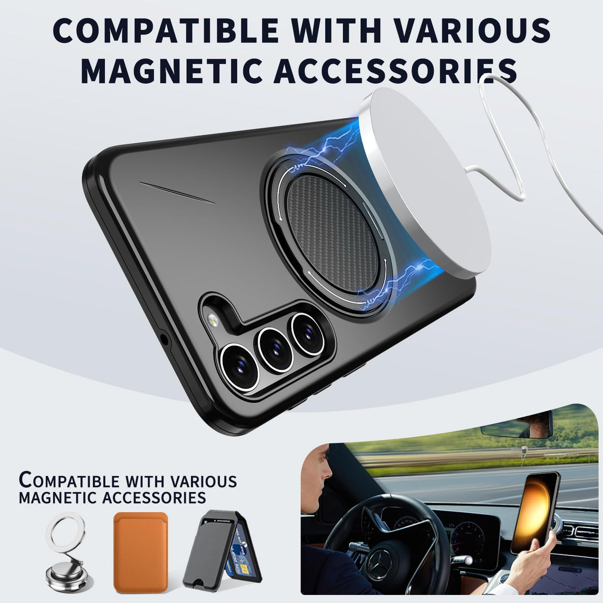 Samsung Galaxy S26 Plus Hoesje - Zwart - Siliconen Ring Kickstand Back Cover