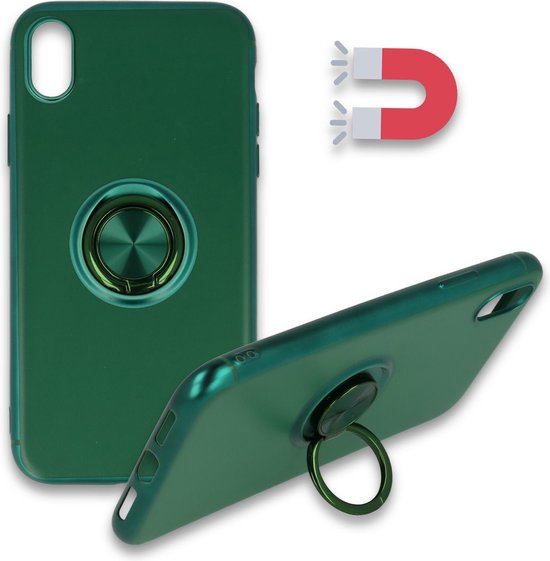 Apple iPhone X/10 Case - Green - Silicone Ring Kickstand Back Cover