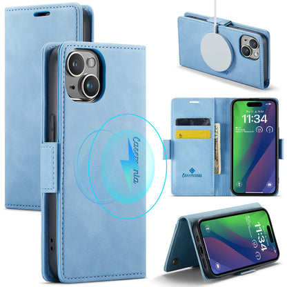 Apple iPhone 15 Hülle - Sky Blue - Portemonnaie-MagSafe-Klapphülle mit Kartenfach