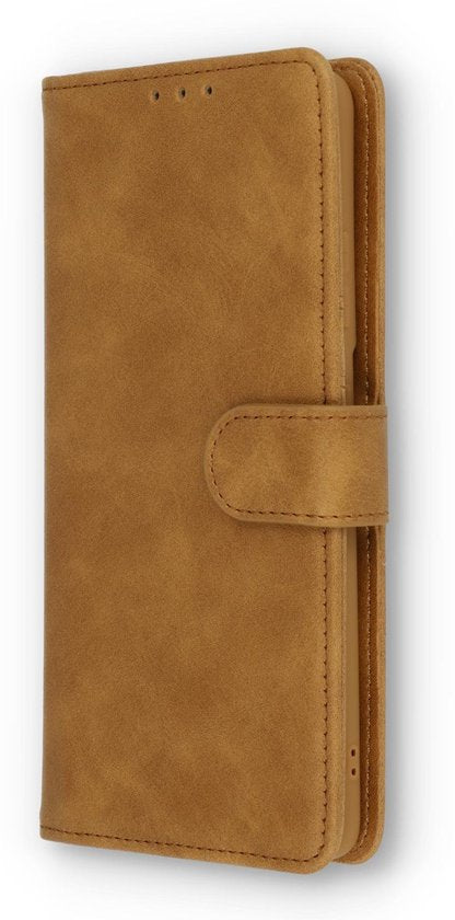 Samsung Galaxy S21 Ultra Hoesje - Licht Bruin - Luxe Bookcase
