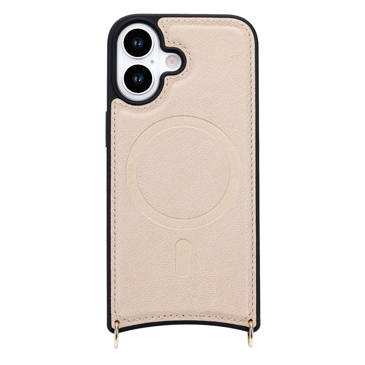 Apple iPhone 16 Hoesje - Beige - CM Amsterdam Back Cover met Telefoonkoord