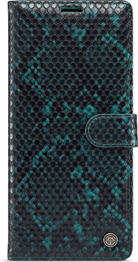 Samsung Galaxy A22 5G Hoesje - Groen - Luxe Slangen Bookcase