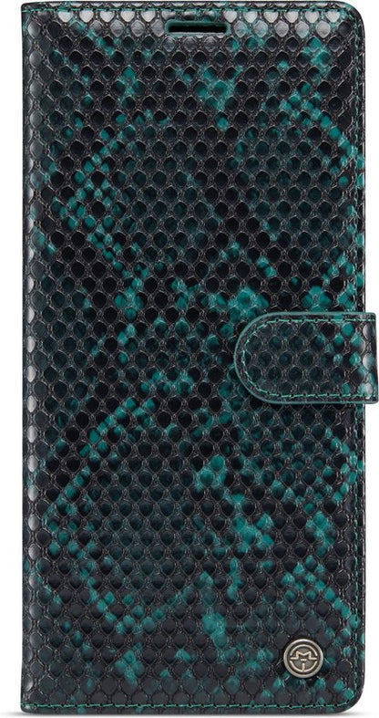 Samsung Galaxy A22 5G Hoesje - Groen - Luxe Slangen Bookcase