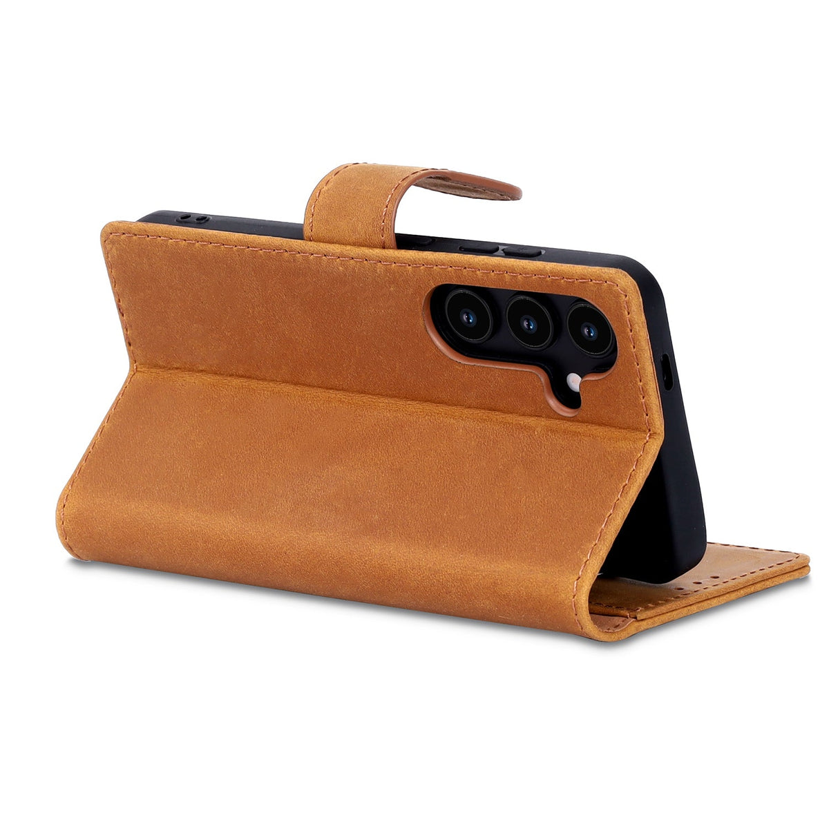 Samsung Galaxy S25 Plus Hoesje - Sienna Brown - Echt Leren Bookcase