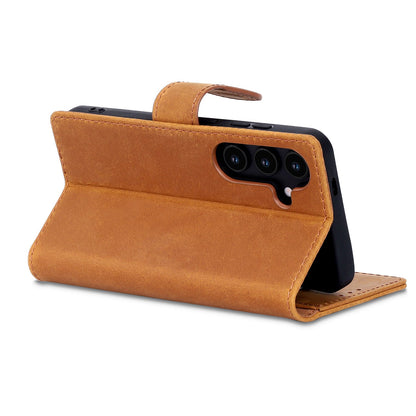 Étui Samsung Galaxy S25 - Marron Sienne - Étui portefeuille en cuir véritable