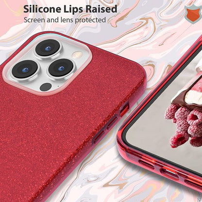 Apple iPhone 13 Pro Hülle - Rot - Glitzer-Backcover