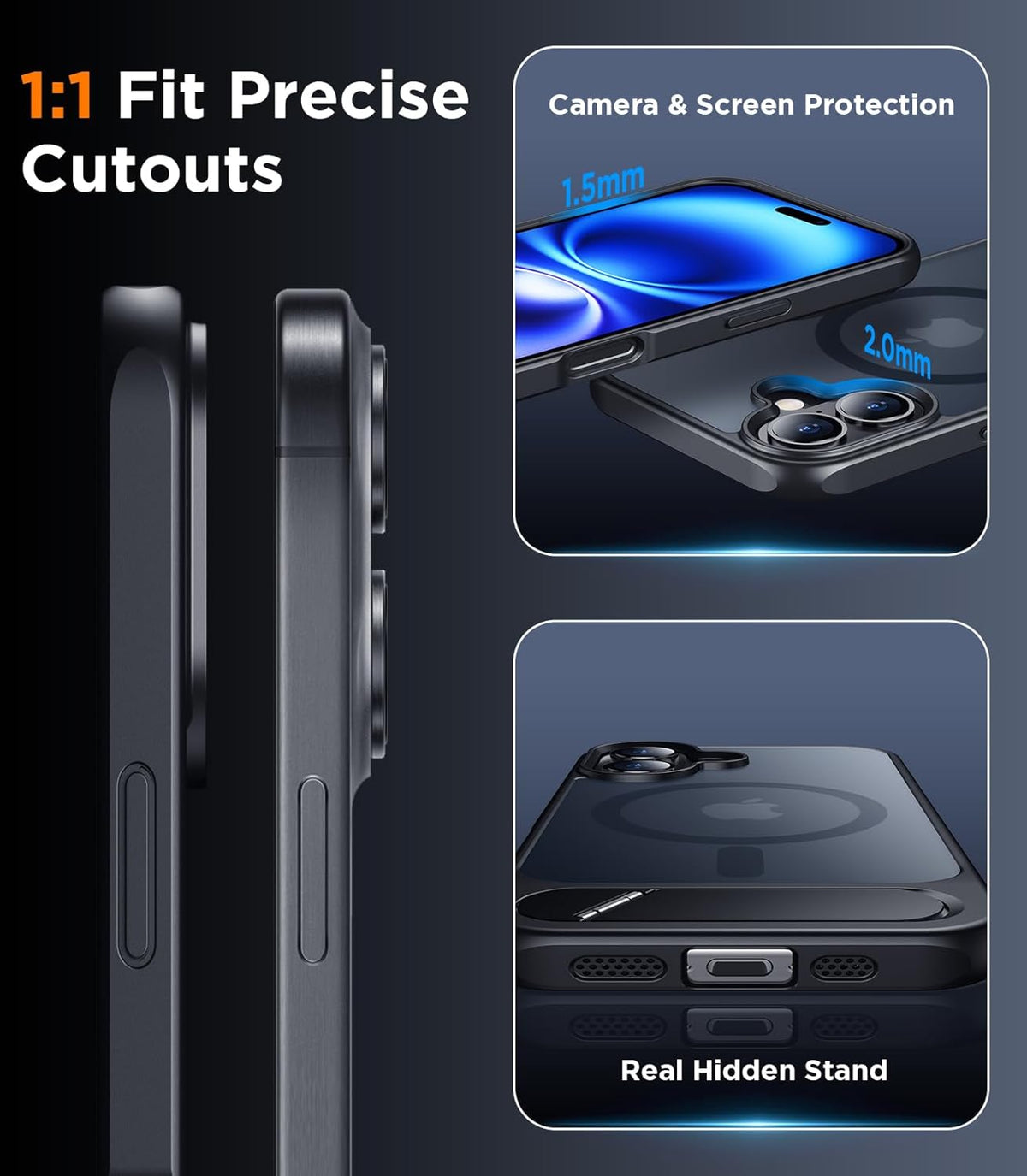 Apple iPhone 18 Pro Hoesje - Grijs - Matte Armor MagSafe Back Cover met Kickstand