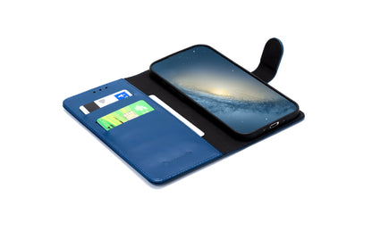 Apple iPhone Air Hülle - Navy Blue - Echtleder-Klapphülle mit Kartenfach