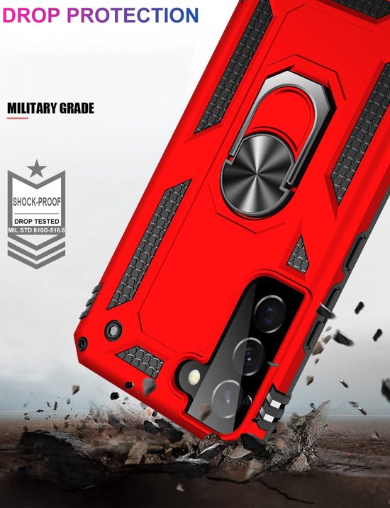 Samsung Galaxy S22 Plus Case - Red - Armor Kickstand Back Cover