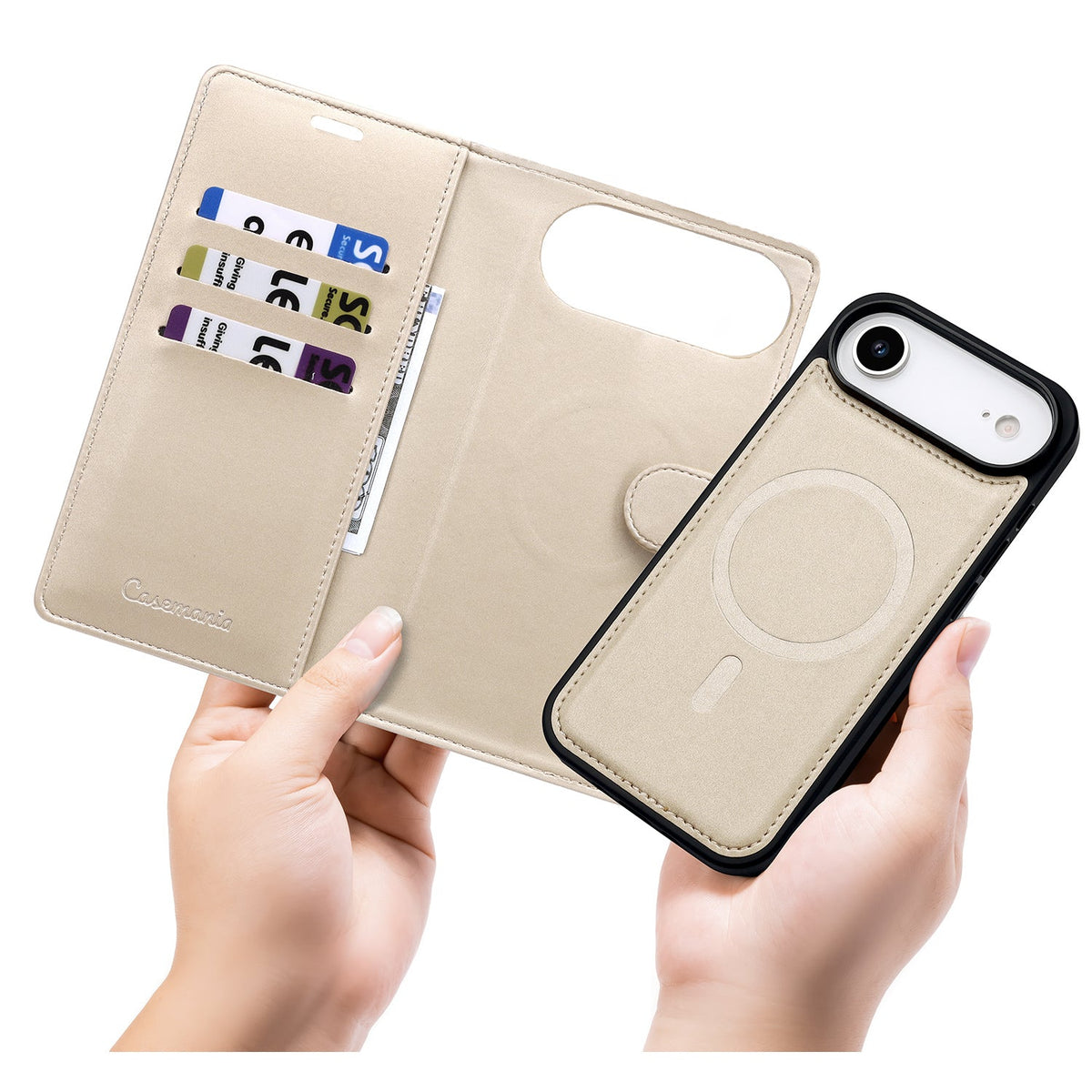 Apple iPhone Air Hülle - Gold - 2-in-1-Velvet-Klapphülle mit Kartenfach