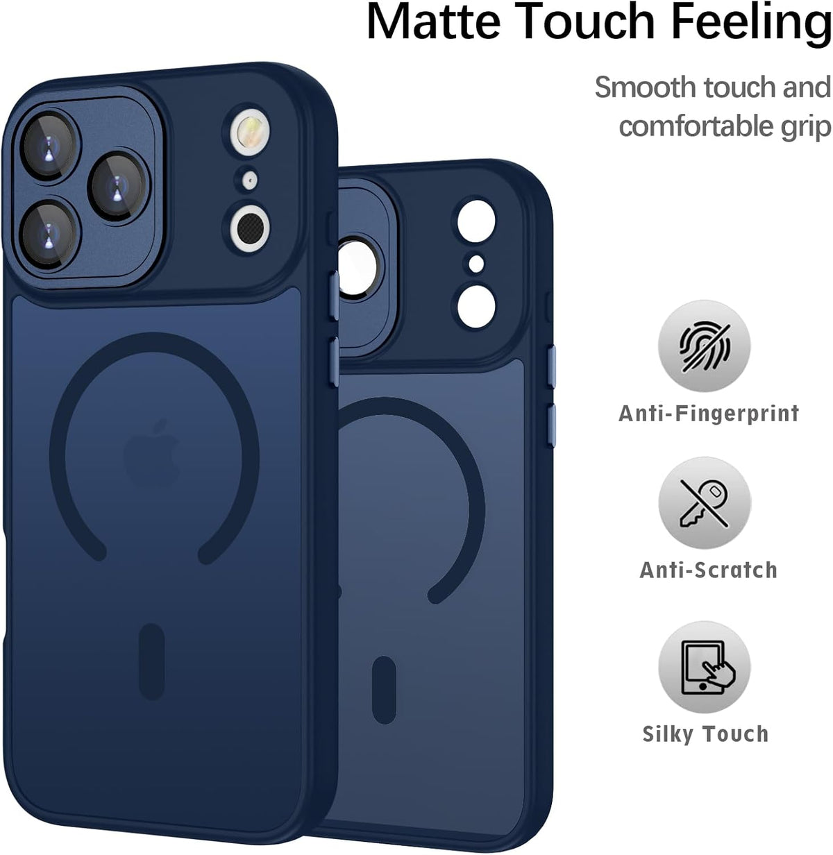 Apple iPhone 18 Pro Hoesje - Donker Blauw - Matte Armor MagSafe Back Cover