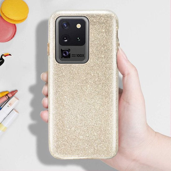 Samsung Galaxy S20 Ultra Hoesje - Goud - Glitter Back Cover