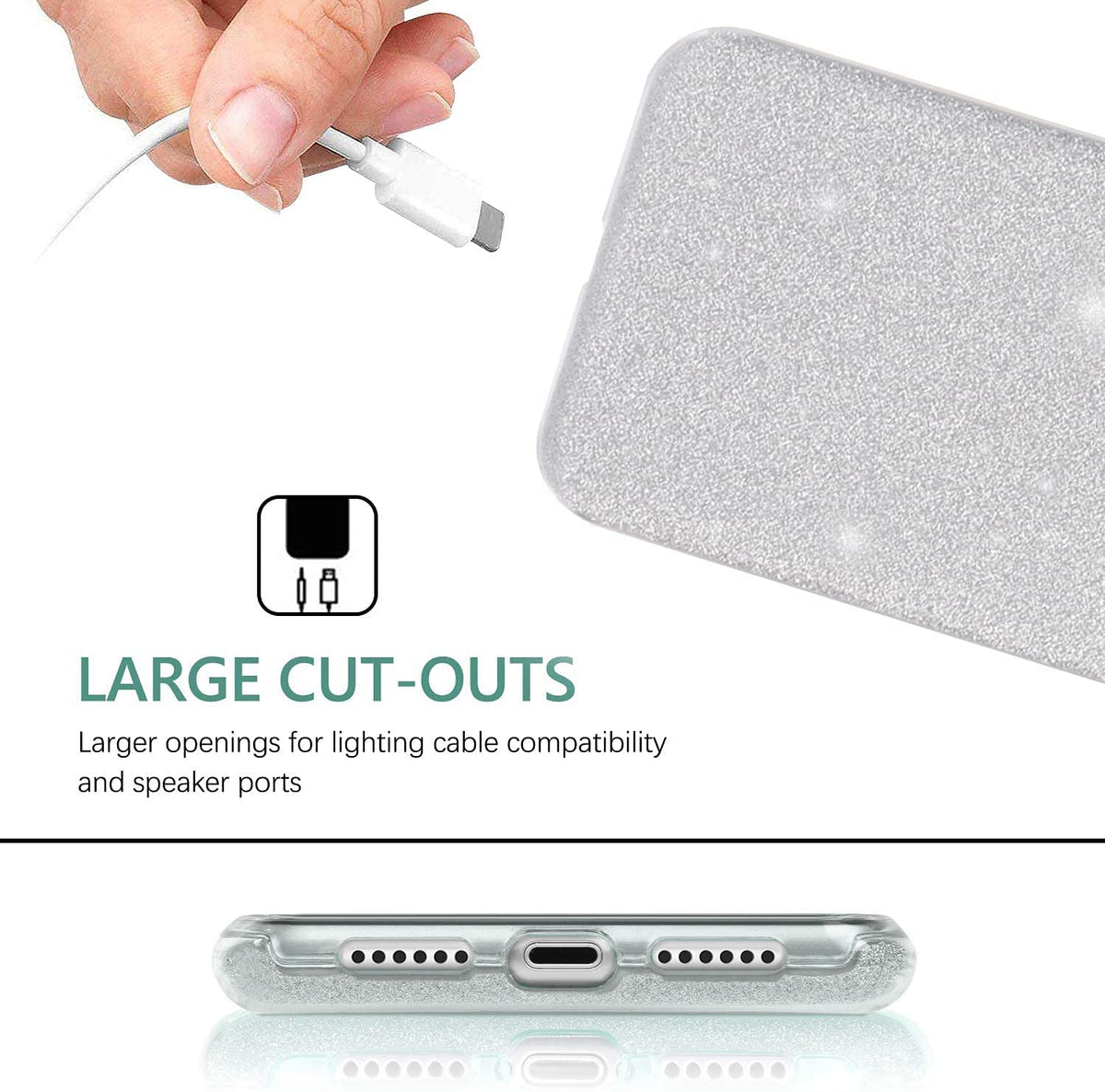 Samsung Galaxy A35 5G Hoesje - Zilver - Glitter Back Cover