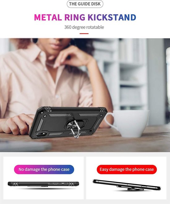 Samsung Galaxy A10 Hoesje - Zwart - Armor Kickstand Back Cover
