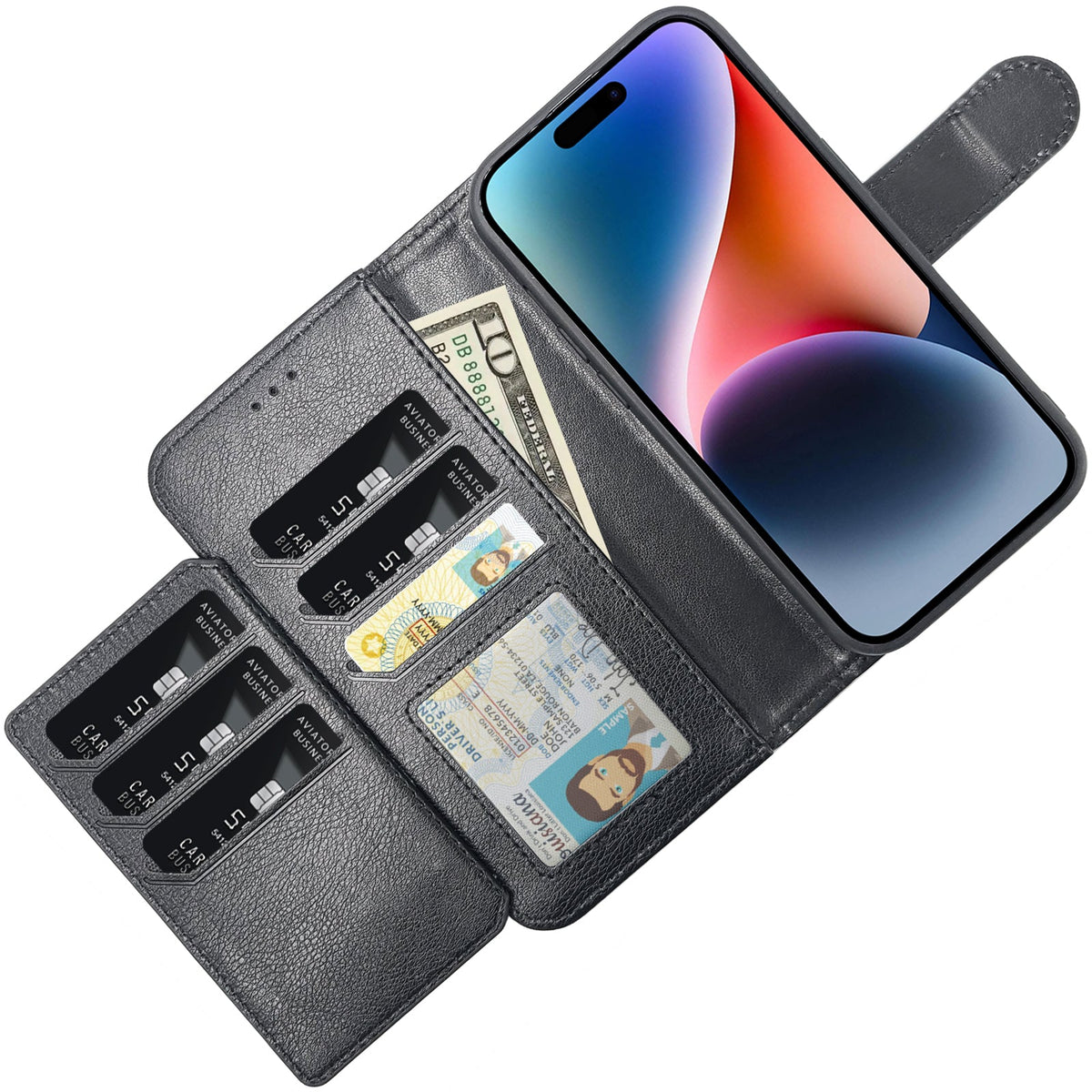 Samsung Galaxy A55 5G Hoesje - Zwart - 2 in 1 Bookcase met 10 Kaart Vakken