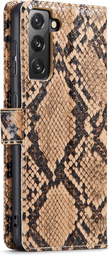 Samsung Galaxy S21 Hoesje - Beige - Snake Bookcase