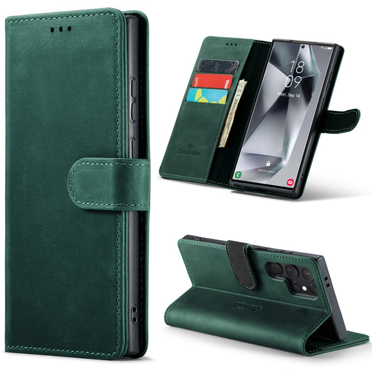 Samsung Galaxy S24 Ultra Hoesje - Emerald Green - Echt Leren Bookcase