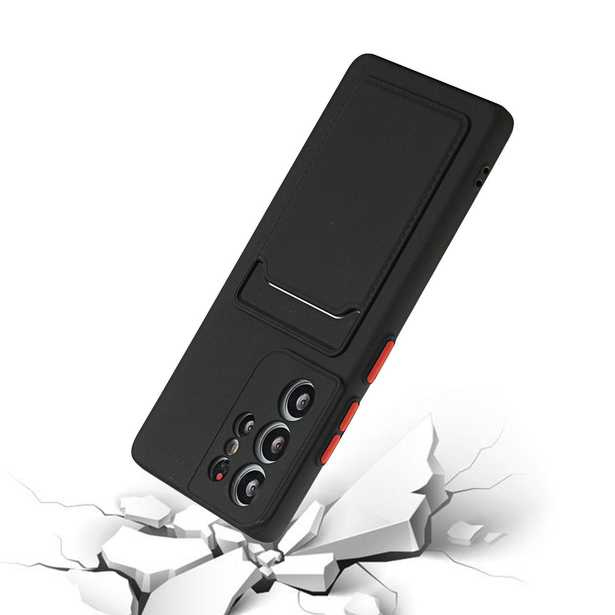 Samsung Galaxy S22 Ultra Hoesje - Zwart - Siliconen Back Cover met Pasjeshouder