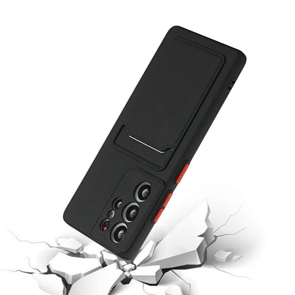 Samsung Galaxy S22 Ultra Hoesje - Zwart - Siliconen Back Cover met Pasjeshouder