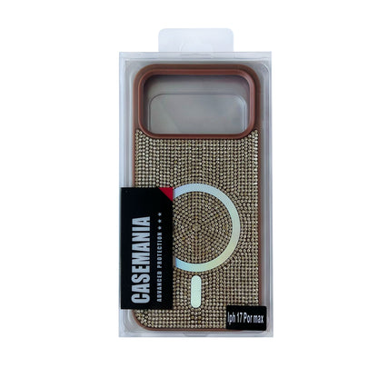 Apple iPhone 18 Pro Max Hoesje - Bruin - Diamant Glitter MagSafe Back Cover