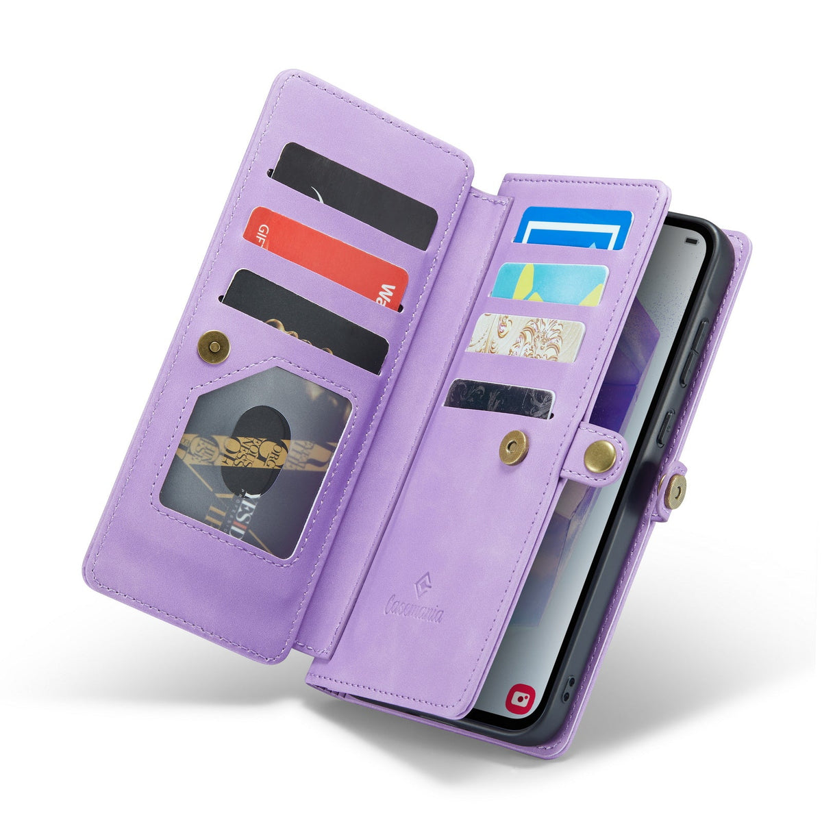 Samsung Galaxy A55 Case - Bright Lila - 2-in-1 Wallet Case with 10 Card Slots