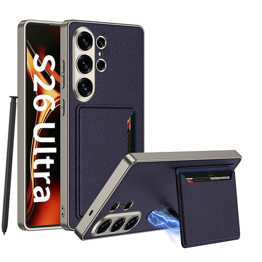 Samsung Galaxy S26 Ultra Hoesje - Donker Blauw - Ring Kickstand Back Cover