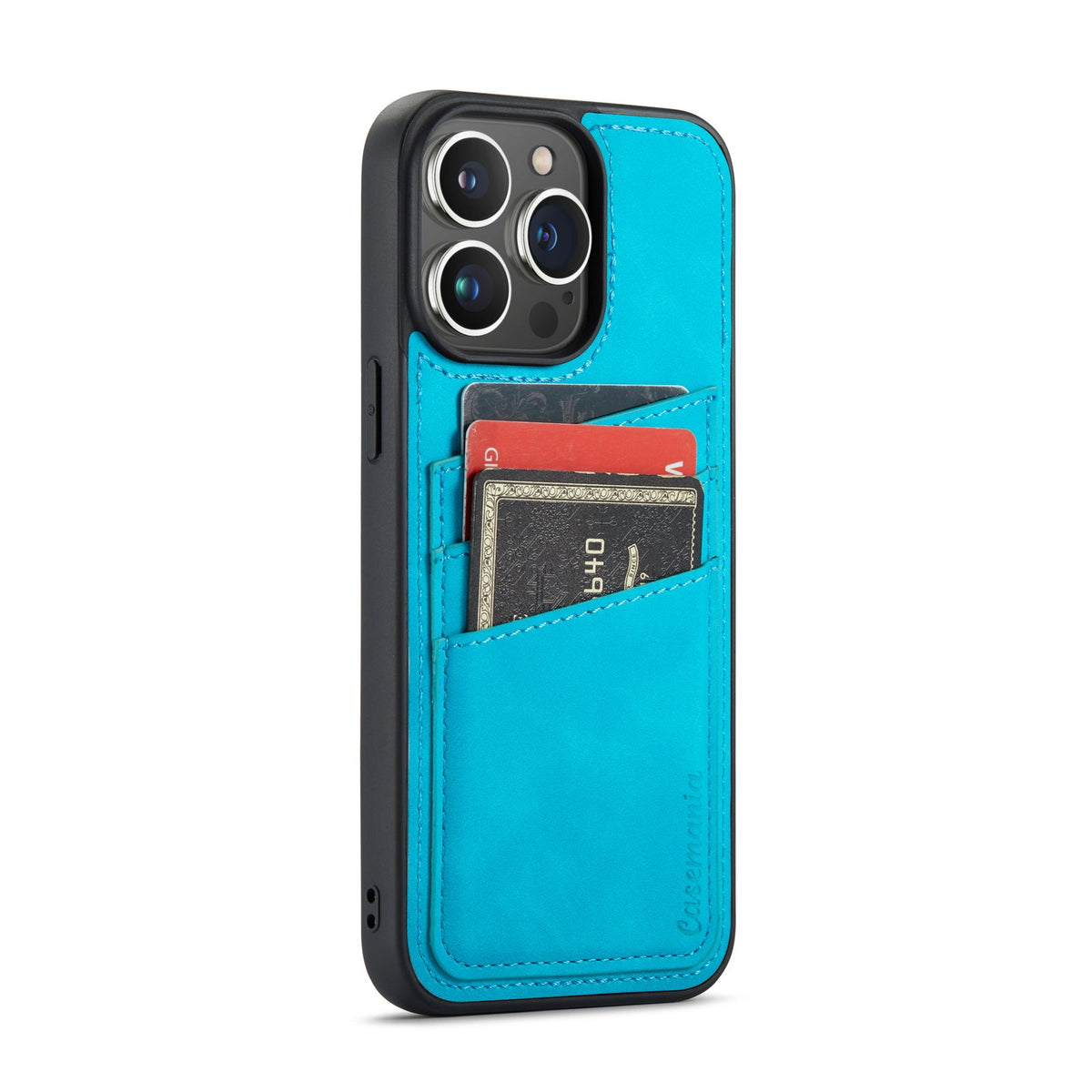 Apple iPhone 14 Pro Max Hoesje - Azure Blue - Back Cover met Pasjeshouder