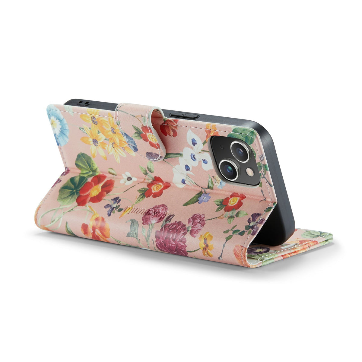 iPhone 14 Plus Hoesje - Bloemen Print - Bookcase met Print