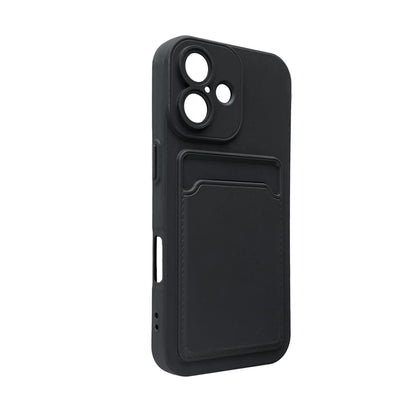 iPhone 17 Hoesje - Zwart - Siliconen Back Cover met Pasjeshouder