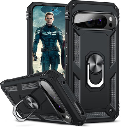 Google Pixel 9 Pro Case - Black - Armor Kickstand Back Cover