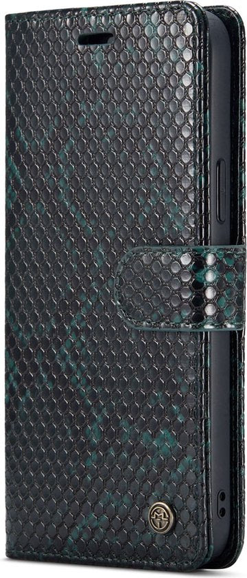 Apple iPhone 13 Pro Case - Green - Luxury Snake Print Wallet Case