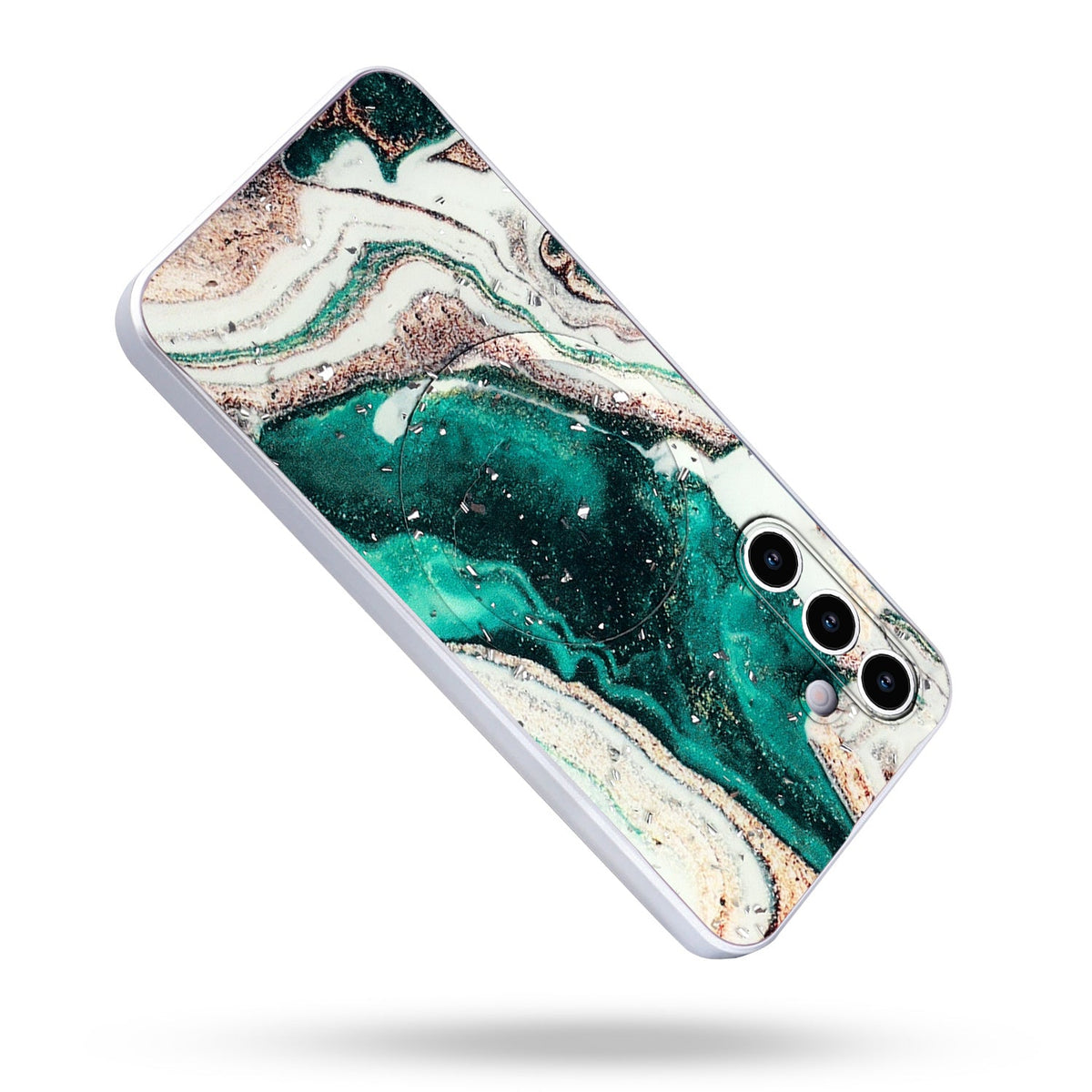 Samsung Galaxy S25 FE Hoesje - Groen - Marmer Glitter MagSafe Back Cover