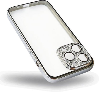 Apple iPhone 13 Case - Silver - Clear Glitter Back Cover with Camera Protection
