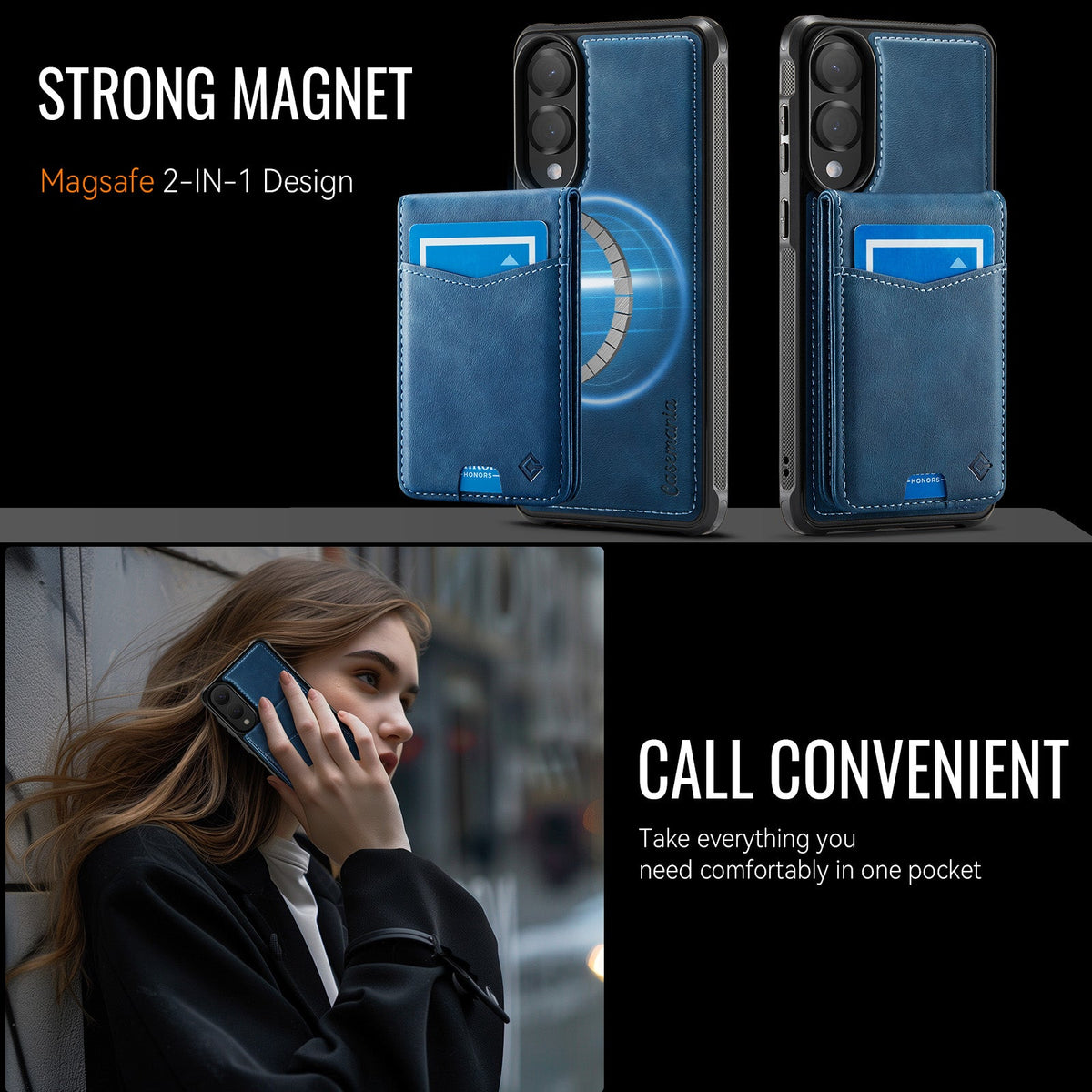 Samsung Galaxy S25 Edge Hoesje - Navy Blue - Back Cover met Pasjeshouder